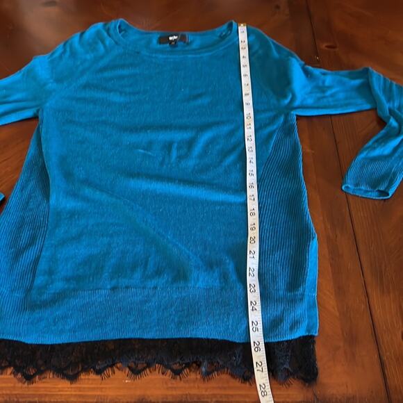 Mossimo Teal Blue Tunic Sweater with Lace Trim Woman Size Medium Lightweight - Picture 9 of 9
